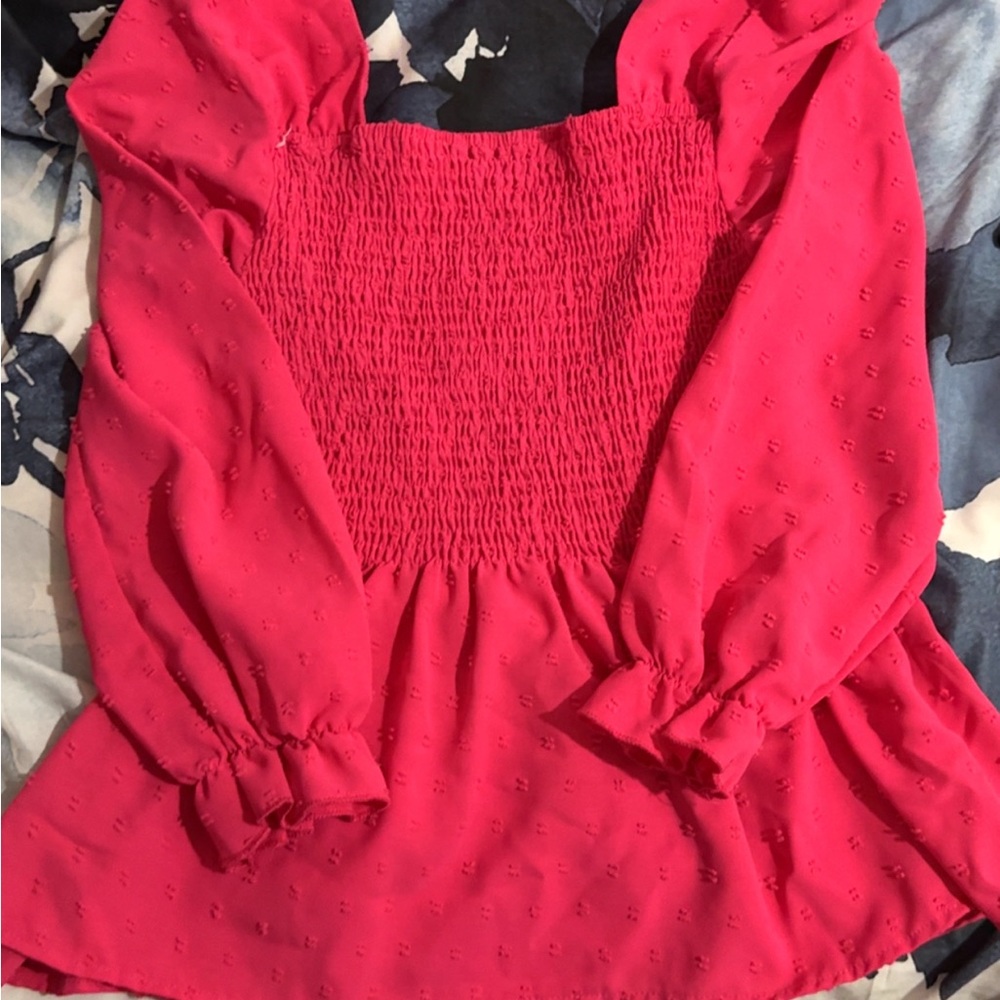 Elegant Pink Smocked Women's Top